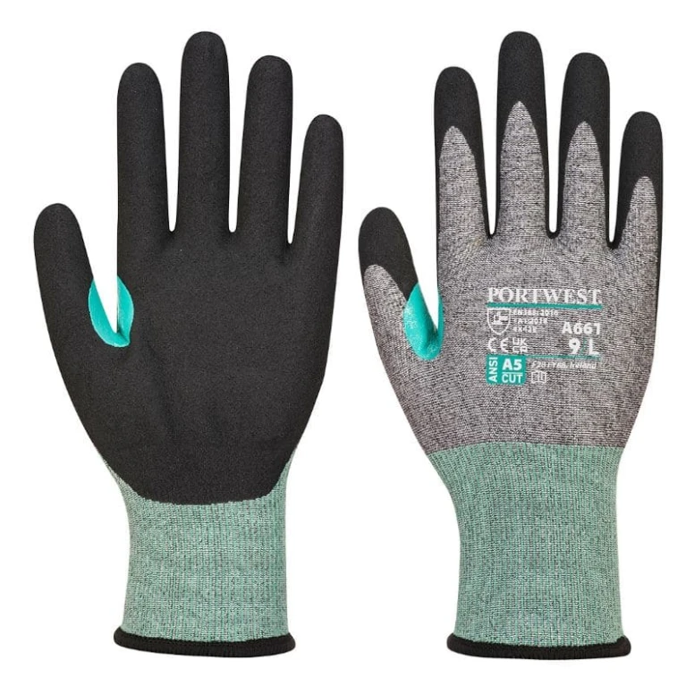 12 Pares - Guantes de trabajo anticorte en espuma de nitrilo CS VHR18 Portwest