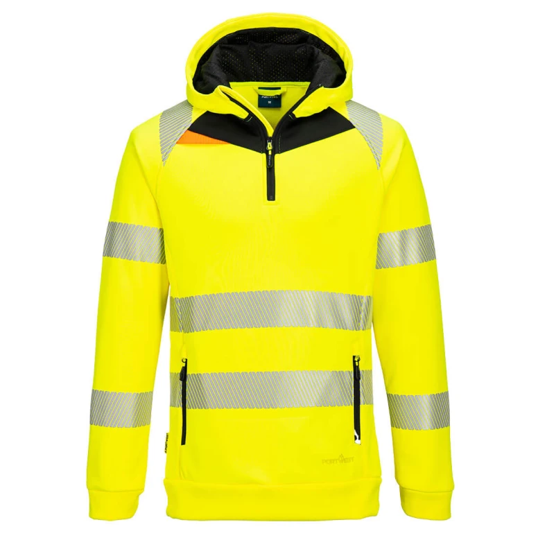 Sudadera de trabajo DX4 Alta Visibilidad con Capucha Cremallera media Portwest DX482