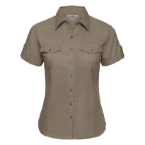 Camisa de trabajo de manga corta Mujer Enrollada Russell - JE919F