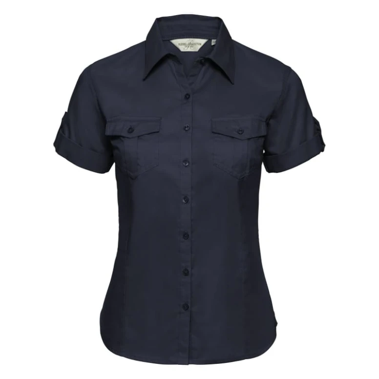 Camisa de trabajo de manga corta Mujer Enrollada Russell - JE919F