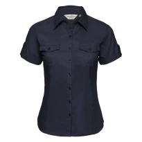 Camisa de trabajo de manga corta Mujer Enrollada Russell - JE919F