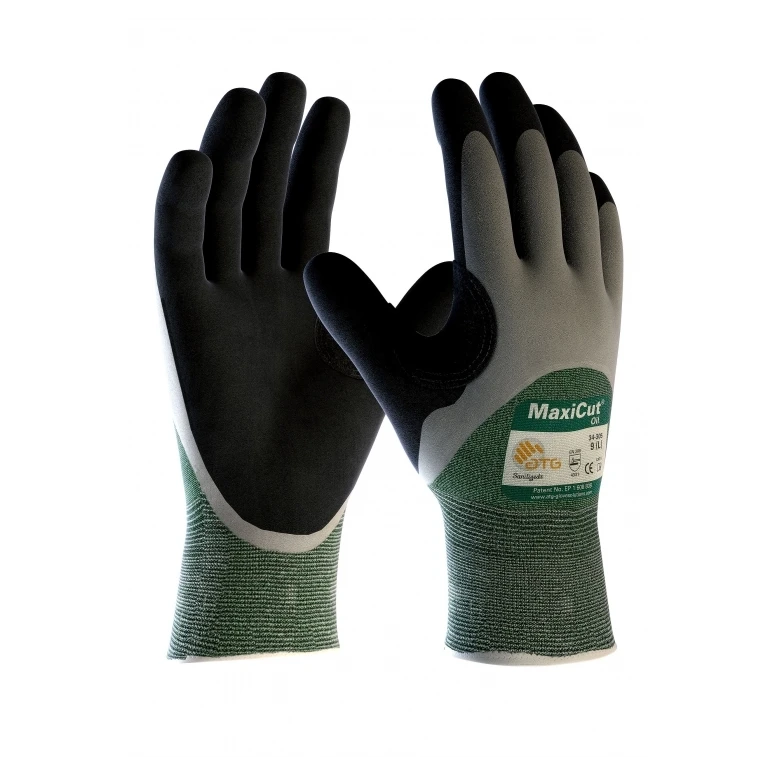 12 Pares - Guantes de trabajo ATG Maxicut Oil en nitrilo 34-305