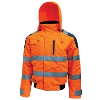 Liquidación total - Cazadora de trabajo Alta Visibilidad Impermeable Multibolsillos U-Power Best HL160YF Color Naranja flúor 3xl
