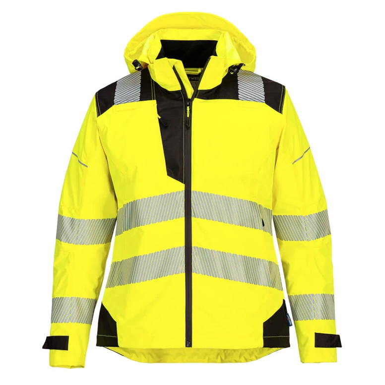 Chaqueta de Trabajo de Alta Visibilidad con Múltiples Bolsillos e Impermeable con Capucha Portwest PW389