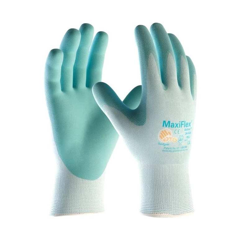 12 Pares - Guantes de Trabajo ATG Maxiflex Active de Nitrilo 34-824