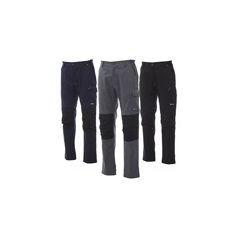 Liquidación total -Pantalón de trabajo Worker Tech Multibolsillos Multisaison rodilleras - Payper AY 7309 Talla 3XL negro/negro