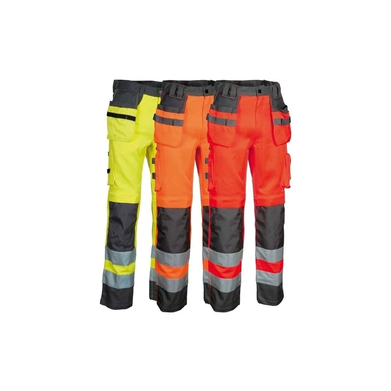 Liquidación total - Pantalones de trabajo Alta Visibilidad Multibolsillos Cofra Blinding V078-0-00 Talla 56 Naranja antracita