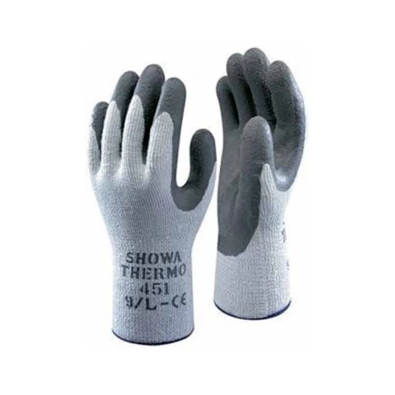 10 pares - Guantes de trabajo térmicos invernales antifrío Showa Thermo 451 sin costuras de látex - Térmico sh451