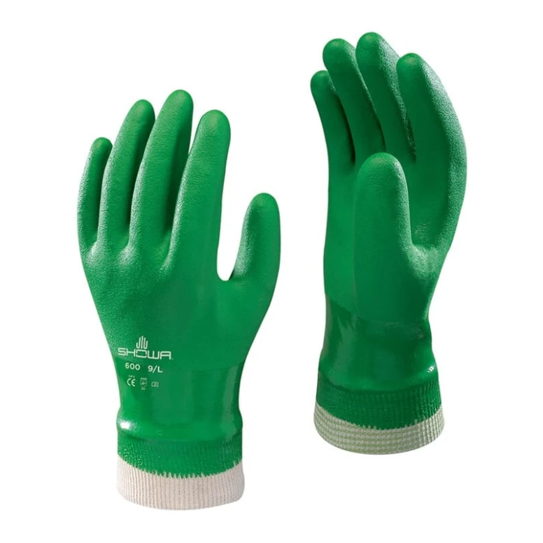10 pares - Guantes Showa 600, doble capa de PVC totalmente IMPERMEABLE sh600