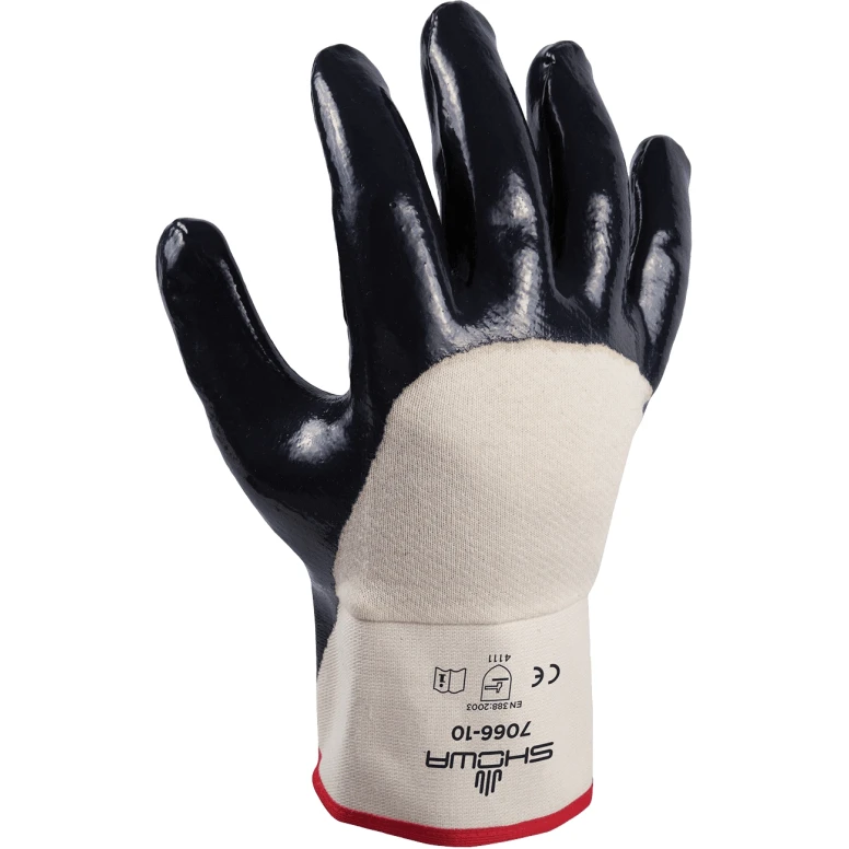 Guantes Showa 7066 en Nitrilo Antiabrasión con puño reforzado SH7066