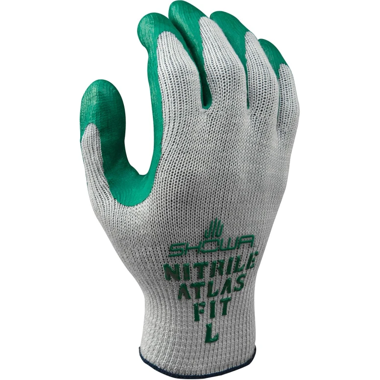 10 Pares - Guantes Showa 350r soporte de poliéster/algodón recubiertos de Nitrilo sh350r