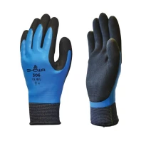 10 Pares - Guantes Showa 306 recubiertos de látex impermeables sh306