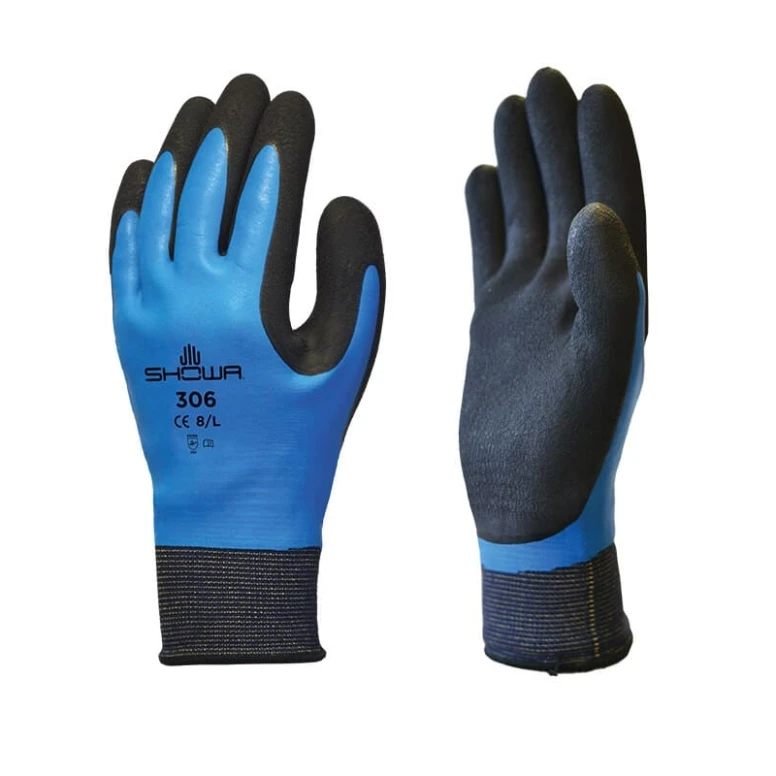 10 Pares - Guantes Showa 306 recubiertos de látex impermeables sh306