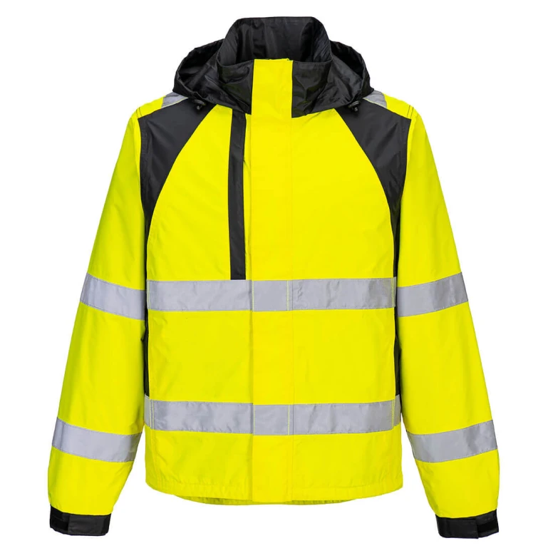 Chaqueta de Trabajo de Alta Visibilidad Impermeable Multibolsillos Cortavientos con Capucha Portwest CD860