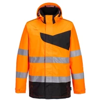 Chaqueta de Trabajo Alta Visibilidad Impermeable Multibolsillos Metalfree con Capucha Portwest PW265