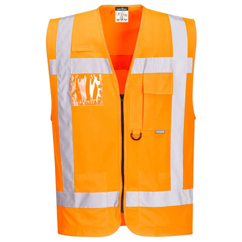 Chaleco de Trabajo Alta Visibilidad Multibolsillos con Cremallera Completa Portwest R476