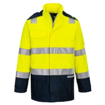 Chaqueta de Trabajo Alta Visibilidad Multibolsillos Ignífuga Impermeable con Capucha Portwest FR605