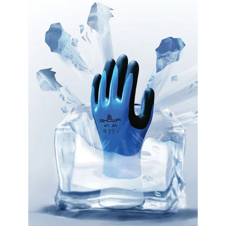 Guantes Showa 477 de espuma de nitrilo con forro aislante TÉRMICO impermeable SH477