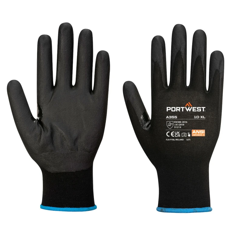 12 Piezas - Guantes de trabajo de espuma de nitrilo elásticos Portwest A355