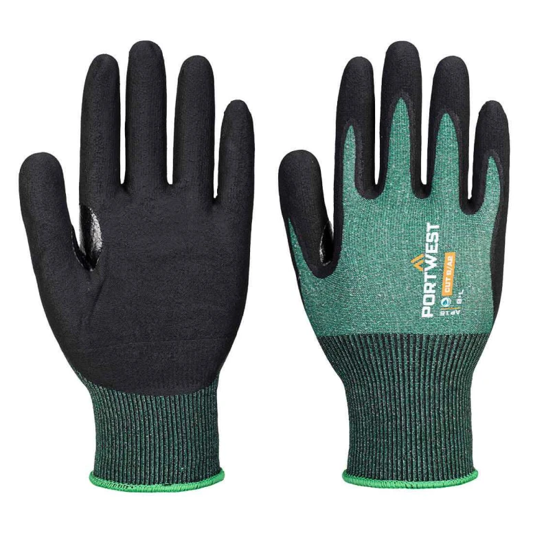 12 Piezas - Guantes de trabajo de espuma de nitrilo elásticos anticorte Portwest AP15