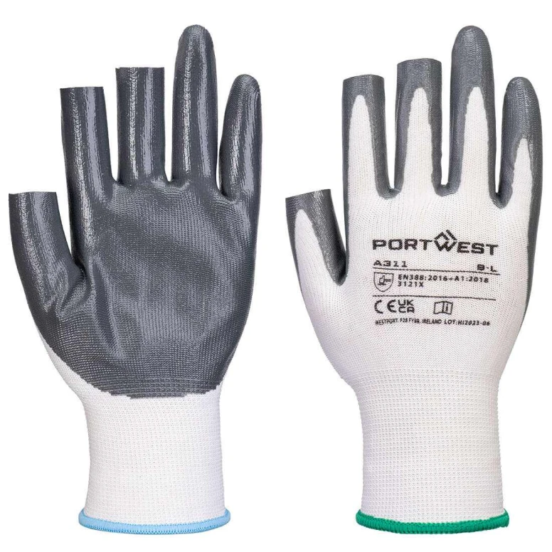 12 Piezas - Guantes de Trabajo Recubiertos de Nitrilo Anticorte Antidesgaste Elásticos Portwest A311