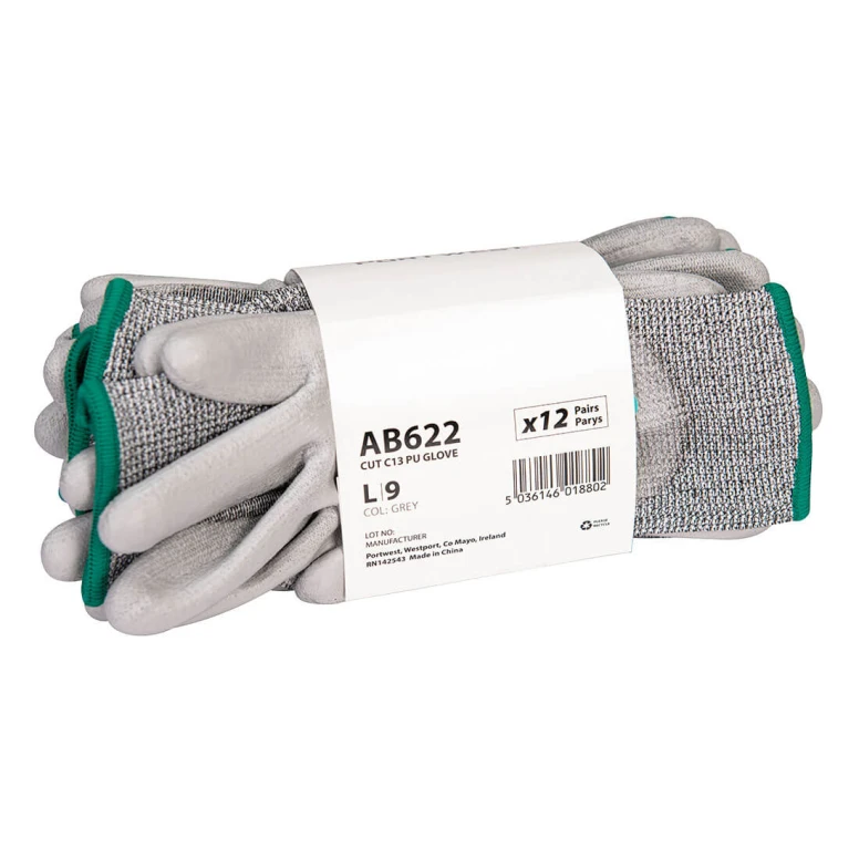 12 Piezas - Guantes de Trabajo Anticorte Anticalor Elásticos Portwest AB622
