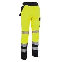 Liquidación total-Pantalon de trabajo Alta Visibilidad Elástico Multibolsillos Cofra Guaitire V601-0-02 Talla 58 Amarillo marino