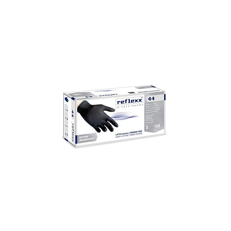 Guantes de látex negro sin polvo - Reflexx 44