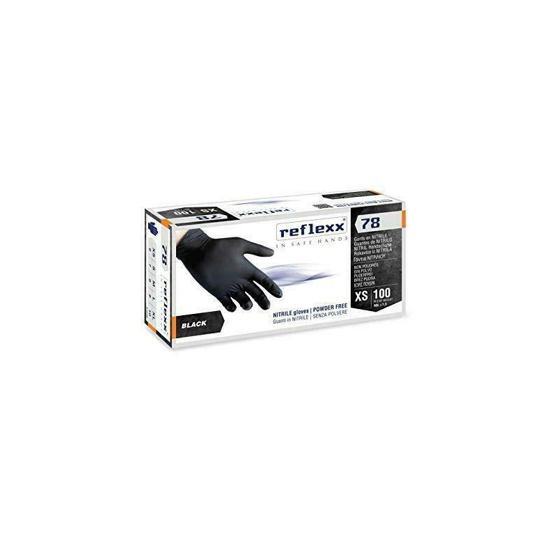 Guantes de nitrilo color negro Black Reflexx 78 sin polvo - 100 unidades