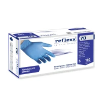 Guantes de nitrilo de alta calidad Reflexx 70 AZUL sin polvo - 100 Unidades