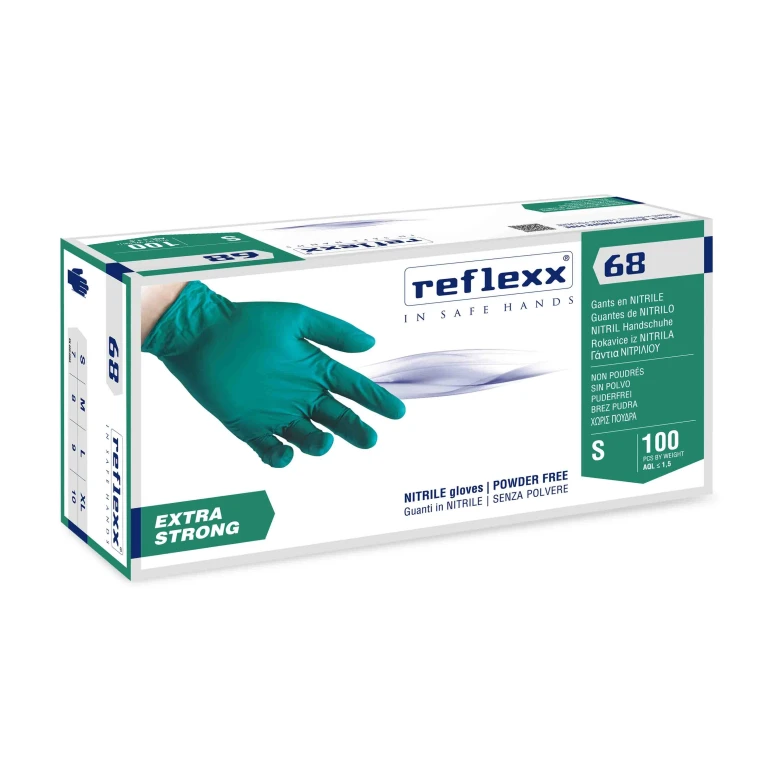 Guantes de nitrilo sin polvo Extra Strong Reflexx 68