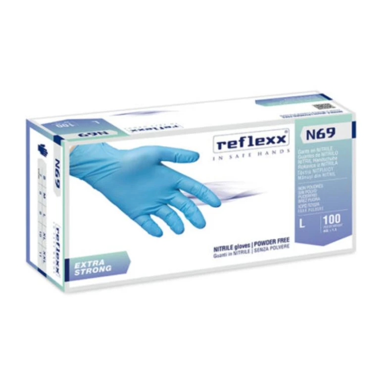 Guantes de nitrilo sin polvo Extra Strong Reflexx N69