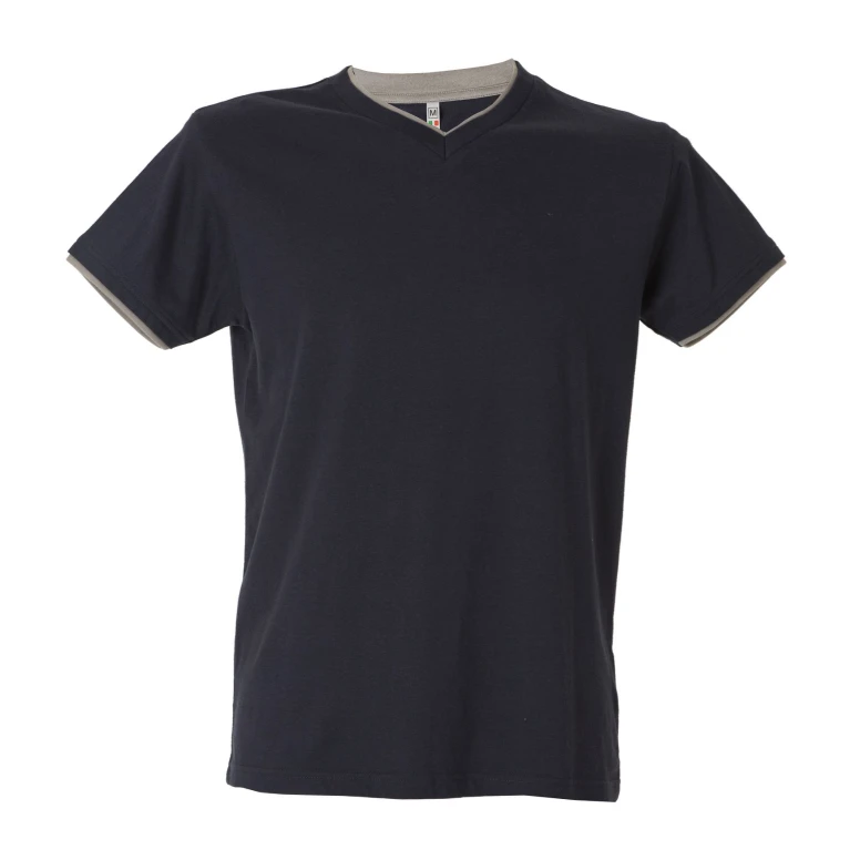 5 Piezas - Camiseta de trabajo de cuello en V 100% algodón bicolor JRC Serbia 992034
