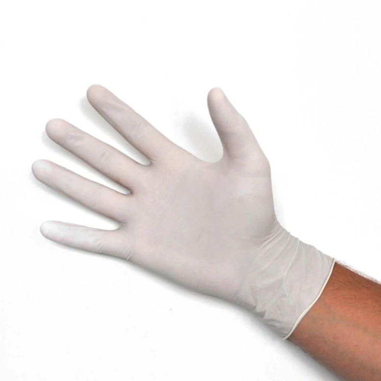 Guantes desechables de látex sin polvo blanco - 100 piezas