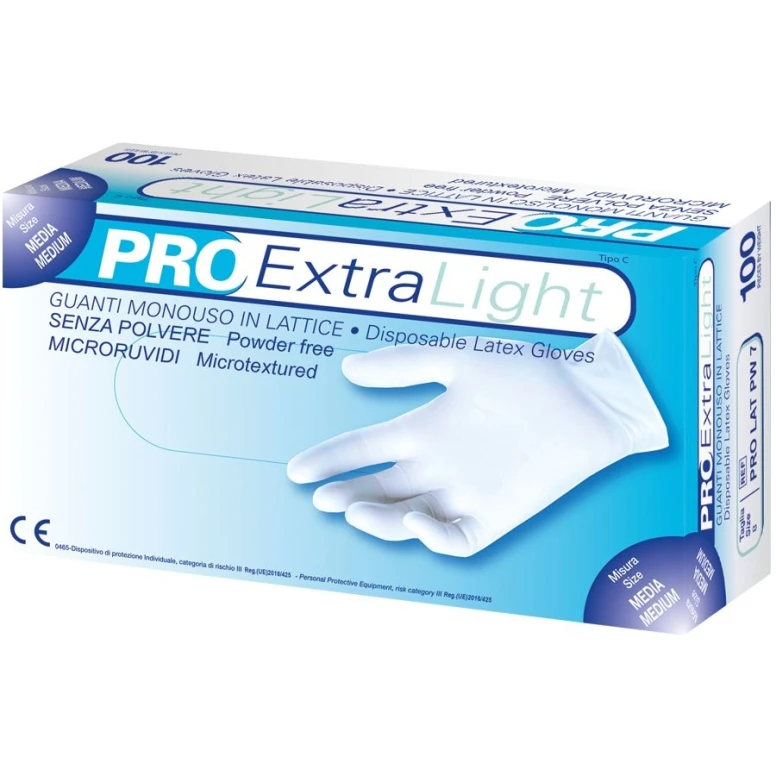 Guantes desechables de látex sin polvo blanco - 100 piezas