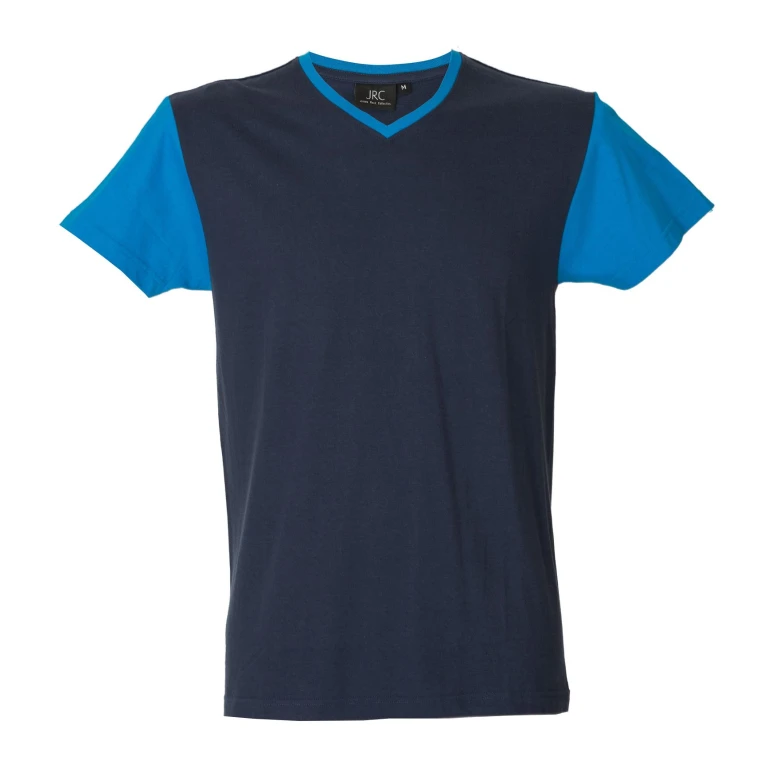 5 Piezas - Camiseta de trabajo de cuello en V 100% algodón bicolor JRC Cadiz 989990