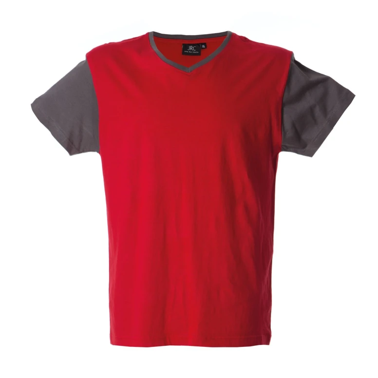 5 Piezas - Camiseta de trabajo de cuello en V 100% algodón bicolor JRC Cadiz 989990