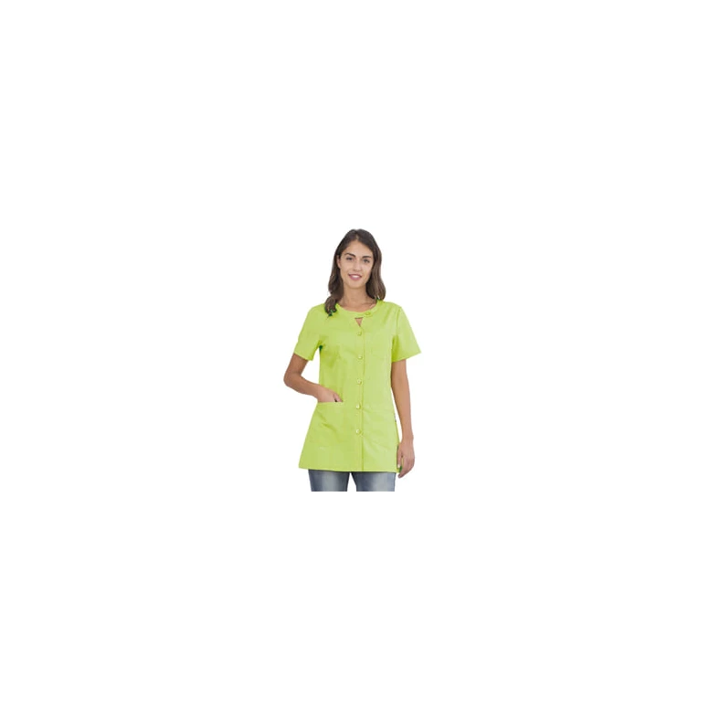 Blusa de mujer de manga corta Alpha Horeca Siggi con cierre de botones - 28CS1593/00-0001