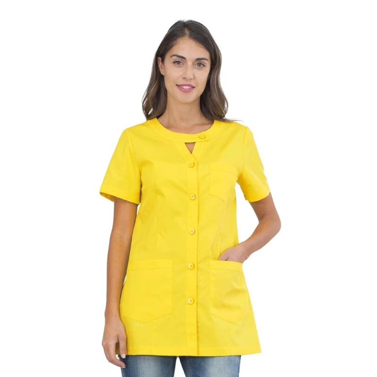 Blusa de mujer de manga corta Alpha Horeca Siggi con cierre de botones - 28CS1593/00-0001