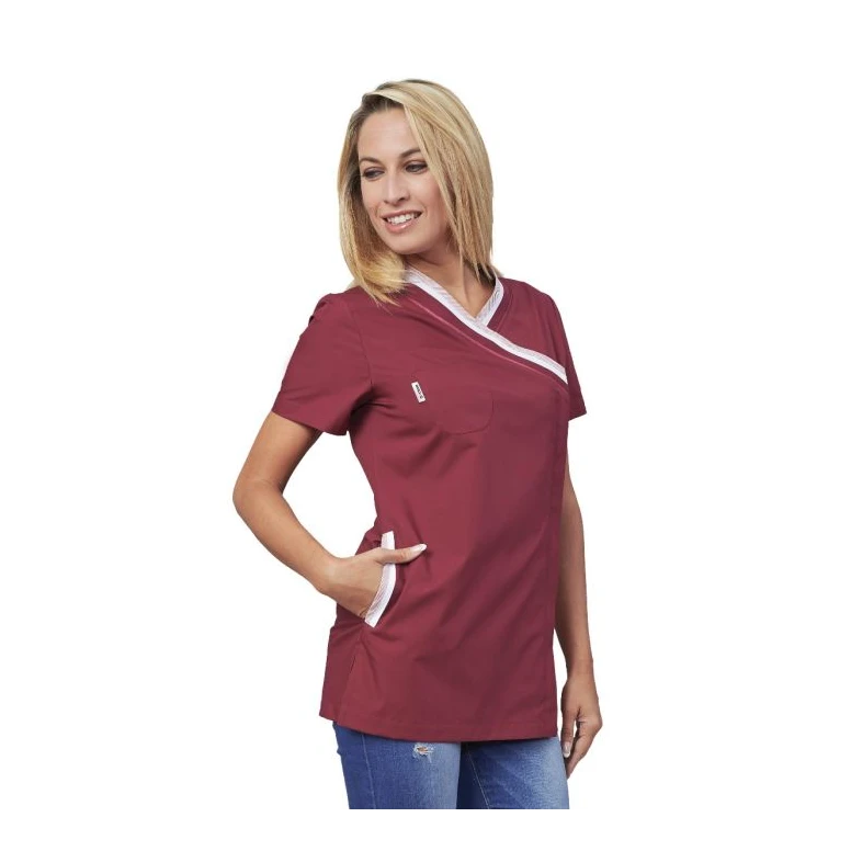 Liquidación total - Casaca de mujer con cremallera a mangas cortas Ileana Horeca Siggi - 28CS1423/00-0001 Talla M color burdeos