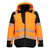 Chaqueta de Trabajo Alta Visibilidad Multibolsillos Impermeable Elástica con Capucha Cremallera Completa Portwest T160