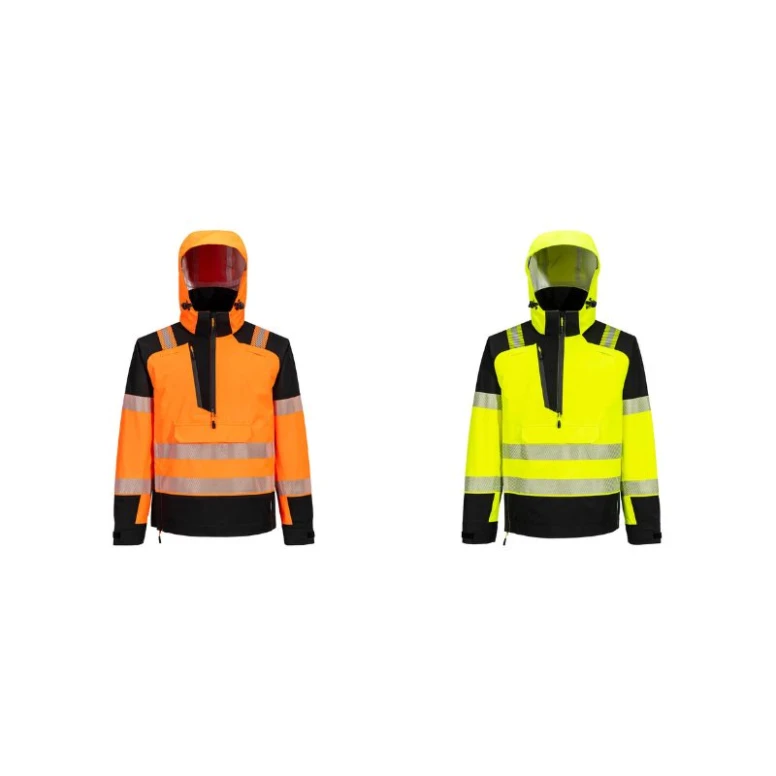 Chaqueta de Trabajo Alta Visibilidad Multibolsillos Impermeable Elástica con Capucha Portwest T161