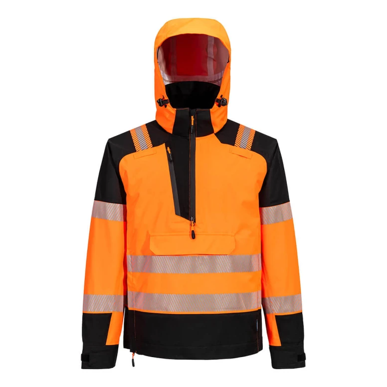 Chaqueta de Trabajo Alta Visibilidad Multibolsillos Impermeable Elástica con Capucha Portwest T161