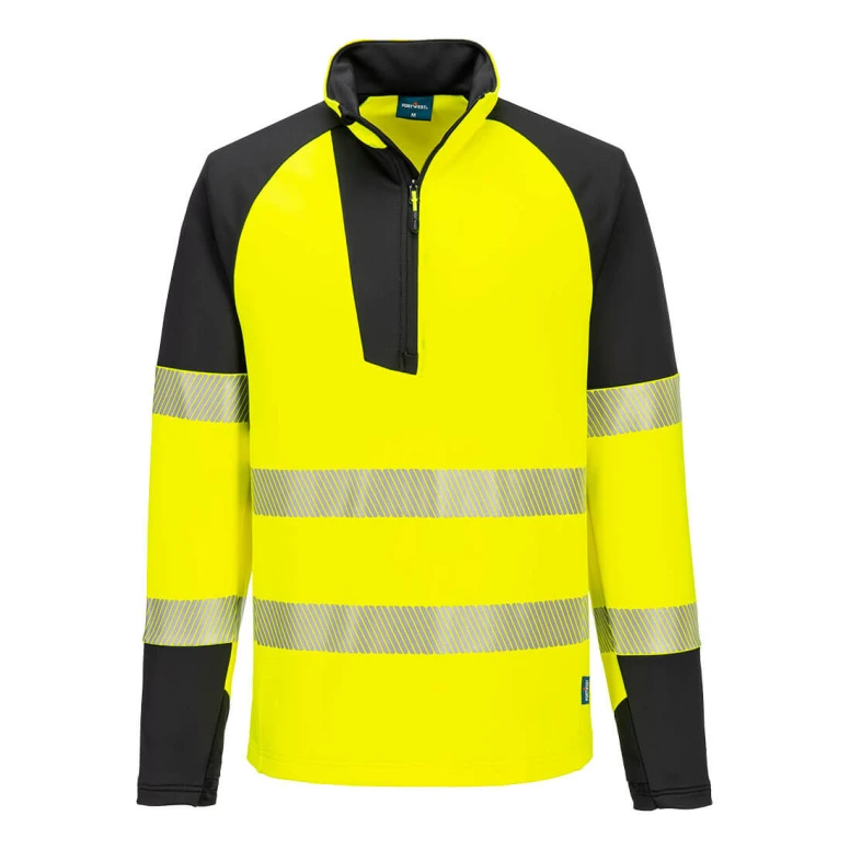 Sudadera de Trabajo Alta Visibilidad Stretch con Media Cremallera Impermeable Portwest T172