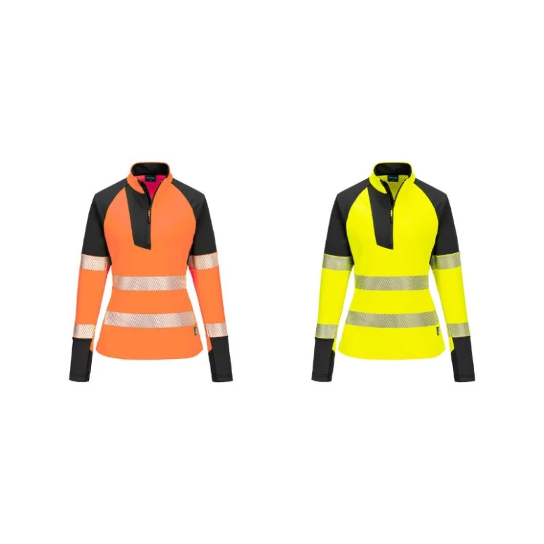 Sudadera de Trabajo Alta Visibilidad Stretch con Media Cremallera Impermeable para Mujer Portwest T173