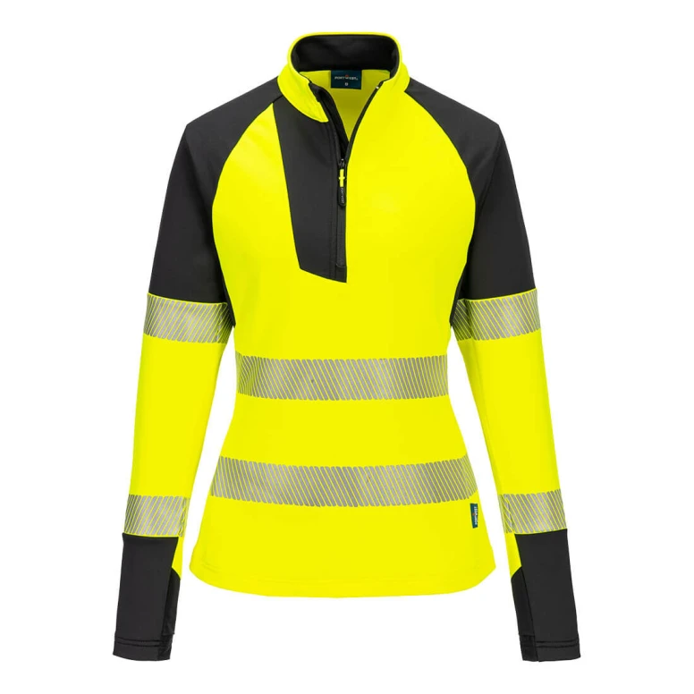Sudadera de Trabajo Alta Visibilidad Stretch con Media Cremallera Impermeable para Mujer Portwest T173