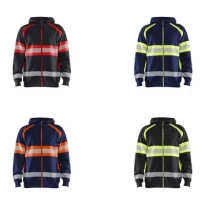Sudadera de trabajo Blaklader Alta Visibilidad 100% Algodón cremallera completa con capucha 355211588933L