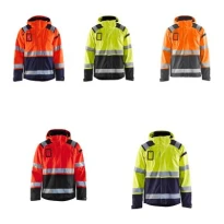 Chaqueta tipo concha de trabajo Blaklader Multibolsillos Alta Visibilidad stretch con capucha Impermeable 498719873389L