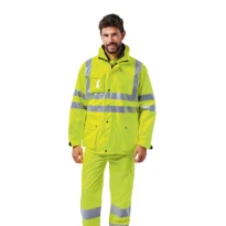 Abrigo de trabajo impermeable alta visibilidad multibolsillos con capucha plegable Logica REGALHV/G-L