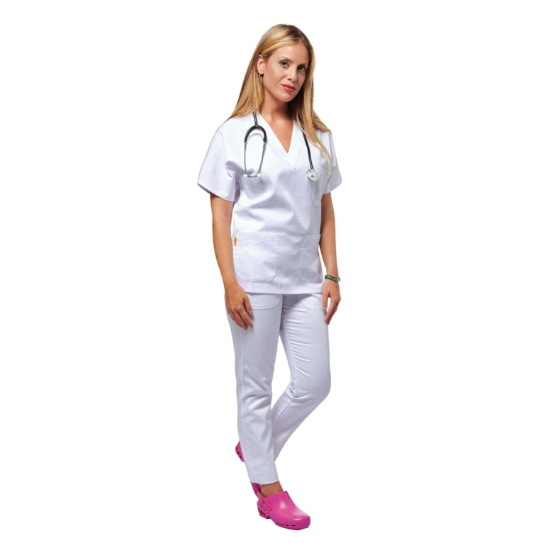 Blusa de trabajo 100% algodón multibolsillos para hospital Logica 8050ZGS-L